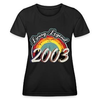 20e anniversaire Né en 2003 Légende vivante 2003 - T-shirt sport Femme - noir - Devant - AI Model Female 172 light (172cm)
