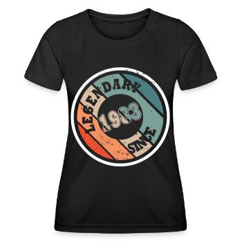 40e anniversaire né en 1983 Légendaire depuis 1983 - T-shirt sport Femme - noir - Devant - AI Model Female 172 light (172cm)