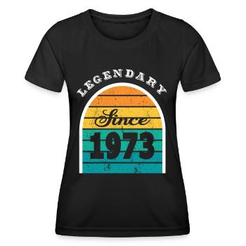 50. Geburtstag Jahrgang 1973 Legendary Since 1973 - Frauen Funktions-T-Shirt - Schwarz - Vorne - AI Model Female 172 light (172cm)