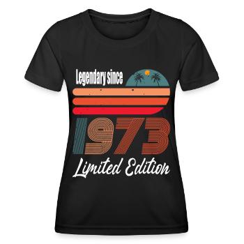 50. Geburtstag Jahrgang 1973 Legendary Since 1973 - Frauen Funktions-T-Shirt - Schwarz - Vorne - AI Model Female 172 light (172cm)