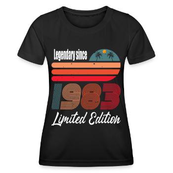 40e anniversaire né en 1983 Légendaire depuis 1983 - T-shirt sport Femme - noir - Devant - AI Model Female 172 light (172cm)