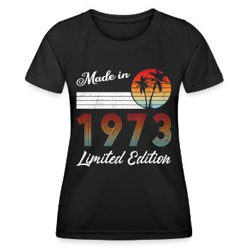 50e anniversaire Made in 1973 Edition Limitée - T-shirt sport Femme - noir - Devant - AI Model Female 172 light (172cm)