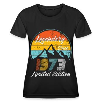 50. Geburtstag Jahrgang 1973 Legendary Since 1973 - Frauen Funktions-T-Shirt - Schwarz - Vorne - AI Model Female 172 light (172cm)