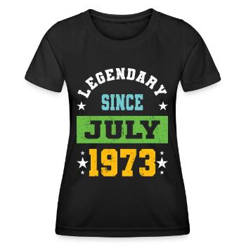 50e anniversaire de Legendary Since July né en 1973 - T-shirt sport Femme - noir - Devant - AI Model Female 172 light (172cm)