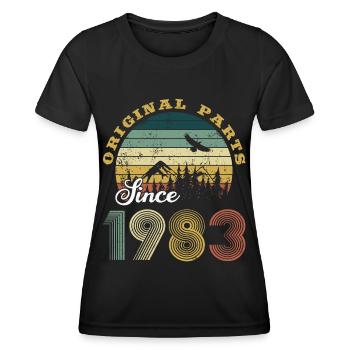 40. Geburtstag Original Parts since 1983 - Frauen Funktions-T-Shirt - Schwarz - Vorne - AI Model Female 172 light (172cm)