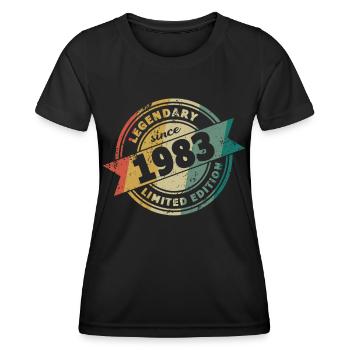 40e anniversaire né en 1983 Légendaire depuis 1983 - T-shirt sport Femme - noir - Devant - AI Model Female 172 light (172cm)