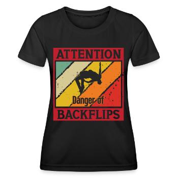 Avertissement Parkour Danger De Backflips Freerunning - T-shirt sport Femme - noir - Devant - AI Model Female 172 light (172cm)