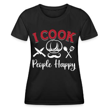 Chef Je cuisine les gens heureux chef cuisinier chefs - T-shirt sport Femme - noir - Devant - AI Model Female 172 light (172cm)