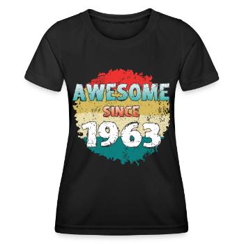 60th birthday born 1963 Awesome Since 1963 - Women's Functional T-Shirt - black - Front - AI Model Female 172 light (172cm)