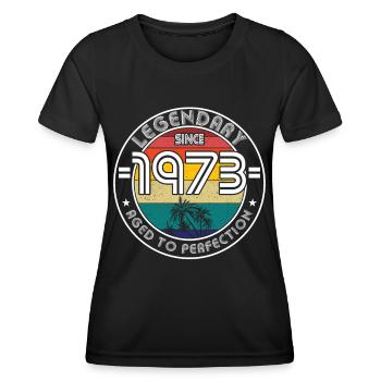 50. Geburtstag Jahrgang 1973 Legendary Since 1973 - Frauen Funktions-T-Shirt - Schwarz - Vorne - AI Model Female 172 light (172cm)