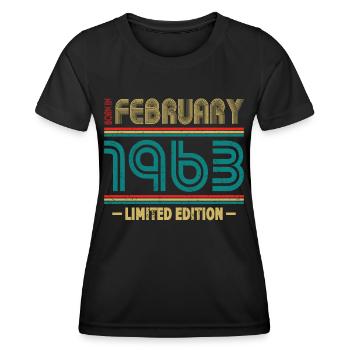 60. Geburtstag Jahrgang 1963 Born in February 1963 - Frauen Funktions-T-Shirt - Schwarz - Vorne - AI Model Female 172 light (172cm)