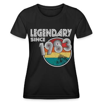 40e anniversaire né en 1983 Légendaire depuis 1983 - T-shirt sport Femme - noir - Devant - AI Model Female 172 light (172cm)
