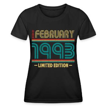 30. Geburtstag Jahrgang 1993 Born in February 1993 - Frauen Funktions-T-Shirt - Schwarz - Vorne - AI Model Female 172 light (172cm)