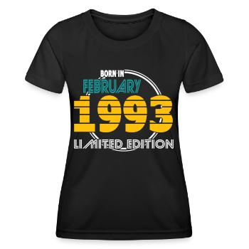 30. Geburtstag Jahrgang 1993 Born in February 1993 - Frauen Funktions-T-Shirt - Schwarz - Vorne - AI Model Female 172 light (172cm)