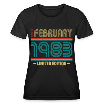 40. Geburtstag Jahrgang 1983 Born in February 1983 - Frauen Funktions-T-Shirt - Schwarz - Vorne - AI Model Female 172 light (172cm)
