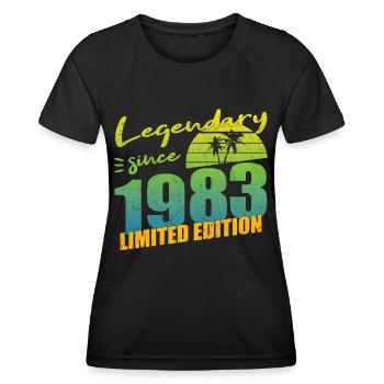 40e anniversaire né en 1983 Légendaire depuis 1983 - T-shirt sport Femme - noir - Devant - AI Model Female 172 light (172cm)
