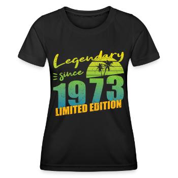 50. Geburtstag Jahrgang 1973 Legendary Since 1973 - Frauen Funktions-T-Shirt - Schwarz - Vorne - AI Model Female 172 light (172cm)