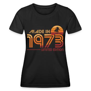 50e anniversaire Made in 1973 Edition Limitée - T-shirt sport Femme - noir - Devant - AI Model Female 172 light (172cm)