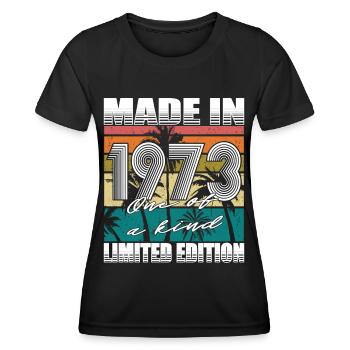 50e anniversaire Made in 1973 Edition Limitée - T-shirt sport Femme - noir - Devant - AI Model Female 172 light (172cm)