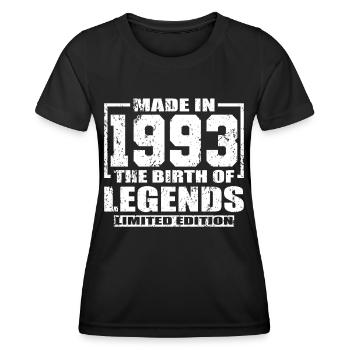 30e anniversaire Né en 1993 Fabriqué en 1993 - T-shirt sport Femme - noir - Devant - AI Model Female 172 light (172cm)