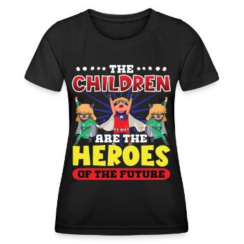 Enseignants Enfants Héros De Futurs Ecoliers - T-shirt sport Femme - noir - Devant - AI Model Female 172 light (172cm)