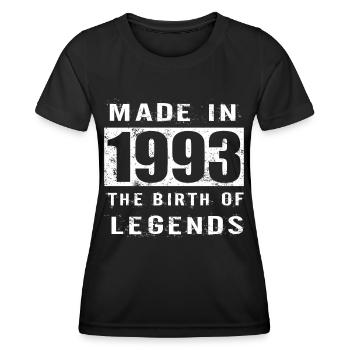 30e anniversaire Né en 1993 Fabriqué en 1993 - T-shirt sport Femme - noir - Devant - AI Model Female 172 light (172cm)