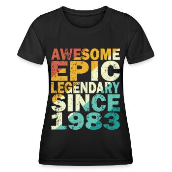 40e anniversaire né en 1983 Légendaire depuis 1983 - T-shirt sport Femme - noir - Devant - AI Model Female 172 light (172cm)