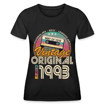 30e anniversaire Né en 1993 Fabriqué en 1993 - T-shirt sport Femme - noir - Devant - AI Model Female 172 light (172cm)