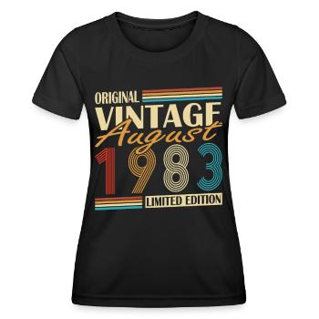 40. Geburtstag Jahrgang 1983 Original August 1983 - Frauen Funktions-T-Shirt - Schwarz - Vorne - AI Model Female 172 light (172cm)