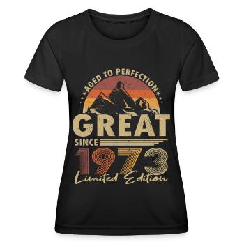 50th birthday Born 1973 Great Since 1973 - Women's Functional T-Shirt - black - Front - AI Model Female 172 light (172cm)