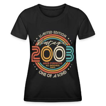 20e anniversaire Né en 2003 Vieilli parfaitement - T-shirt sport Femme - noir - Devant - AI Model Female 172 light (172cm)