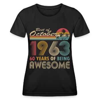 60. Geburtstag Jahrgang 1963 Best of 1963 - Frauen Funktions-T-Shirt - Schwarz - Vorne - AI Model Female 172 light (172cm)