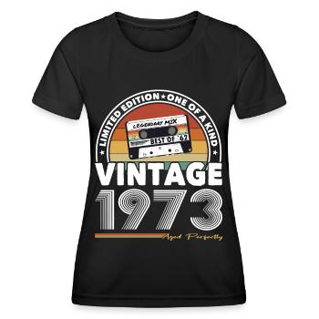 50e anniversaire Né en 1973 Vieilli parfaitement - T-shirt sport Femme - noir - Devant - AI Model Female 172 light (172cm)