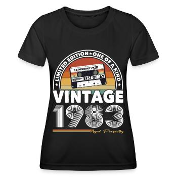 40e anniversaire Né en 1983 Vieilli parfaitement - T-shirt sport Femme - noir - Devant - AI Model Female 172 light (172cm)