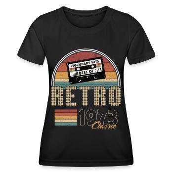 50e anniversaire né en 1973 Best of 1973 - T-shirt sport Femme - noir - Devant - AI Model Female 172 light (172cm)