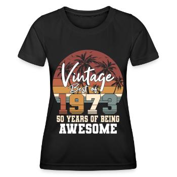 50e anniversaire né en 1973 Best of 1973 - T-shirt sport Femme - noir - Devant - AI Model Female 172 light (172cm)