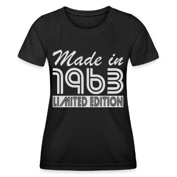 60e anniversaire Né en 1963 Fabriqué en 1963 - T-shirt sport Femme - noir - Devant - AI Model Female 172 light (172cm)