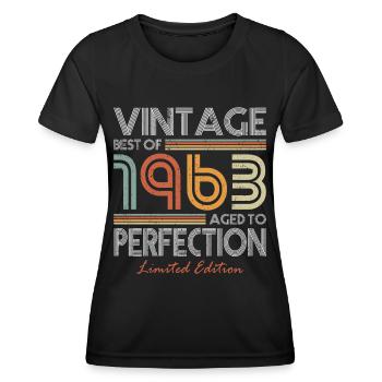 60. Geburtstag Jahrgang 1963 Best of 1963 - Frauen Funktions-T-Shirt - Schwarz - Vorne - AI Model Female 172 light (172cm)
