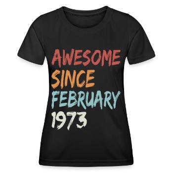 50th birthday of Awesome Since born February 1973 - Women's Functional T-Shirt - black - Front - AI Model Female 172 light (172cm)