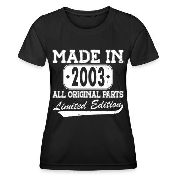 20e anniversaire Né en 2003 Fabriqué en 2003 - T-shirt sport Femme - noir - Devant - AI Model Female 172 light (172cm)