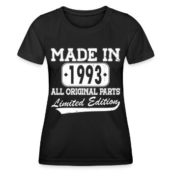 30e anniversaire Né en 1993 Fabriqué en 1993 - T-shirt sport Femme - noir - Devant - AI Model Female 172 light (172cm)