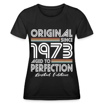 50e anniversaire né en 1973 Original depuis 1973 - T-shirt sport Femme - noir - Devant - AI Model Female 172 light (172cm)