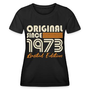 50e anniversaire né en 1973 Original depuis 1973 - T-shirt sport Femme - noir - Devant - AI Model Female 172 light (172cm)