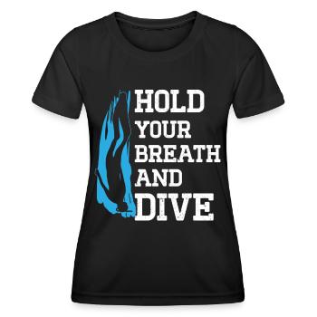 Freediving Hold Your Breath & Dive Apnea Diving - Frauen Funktions-T-Shirt - Schwarz - Vorne - AI Model Female 172 light (172cm)
