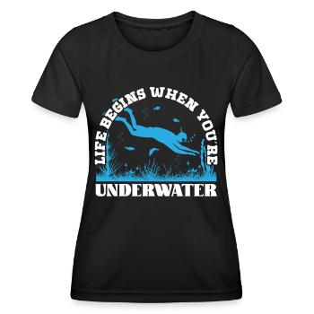 Freediving Life Begins Underwater Apnea Diving - Frauen Funktions-T-Shirt - Schwarz - Vorne - AI Model Female 172 light (172cm)
