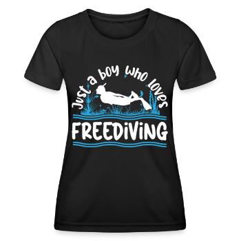 Apnea Diving Just A Boy Who Loves Freediving Diver - Frauen Funktions-T-Shirt - Schwarz - Vorne - AI Model Female 172 light (172cm)