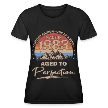 40e anniversaire Né en 1983 Fabriqué en 1983 - T-shirt sport Femme - noir - Devant - AI Model Female 172 light (172cm)