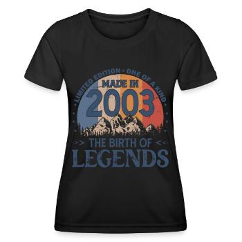 20e anniversaire Né en 2003 Fabriqué en 2003 - T-shirt sport Femme - noir - Devant - AI Model Female 172 light (172cm)