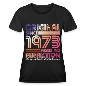 50e anniversaire né en 1973 Original depuis 1973 - T-shirt sport Femme - noir - Devant - AI Model Female 172 light (172cm)