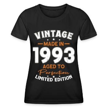 30e anniversaire Né en 1993 Fabriqué en 1993 - T-shirt sport Femme - noir - Devant - AI Model Female 172 light (172cm)